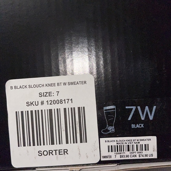 Torrid Boots NWT Black Sweater Trimmed Knee High Slouch Boot 7W - Picture 12 of 13